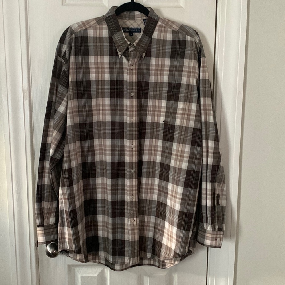 Roper Brown & White Plaid Western Shirt Size XL #214